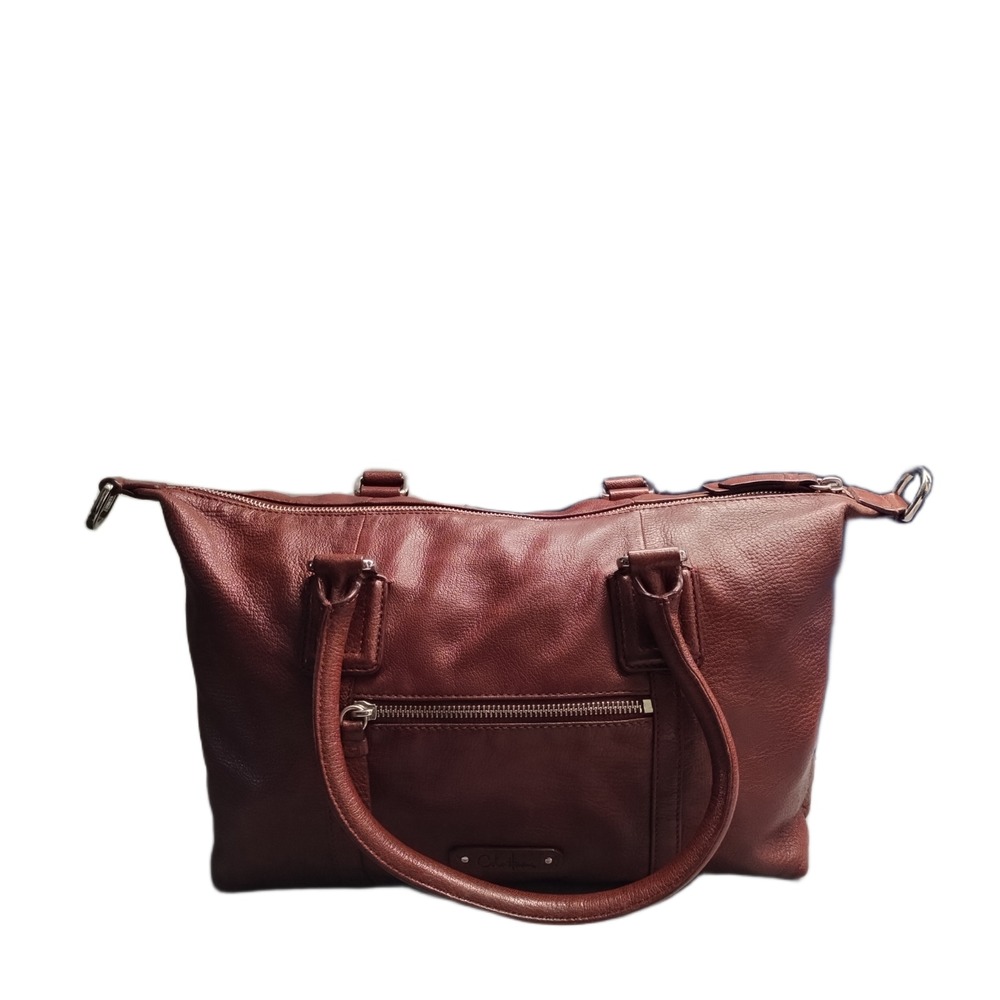 Cole Haan Handbag Womens Red Leather Classic Inner Zip Pockets Double Handles